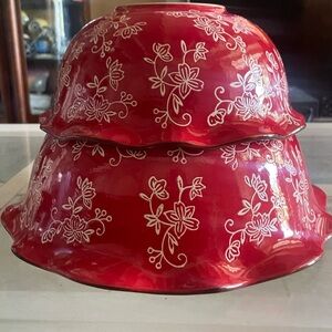 Temp-Tations Red Floral serving Bowls